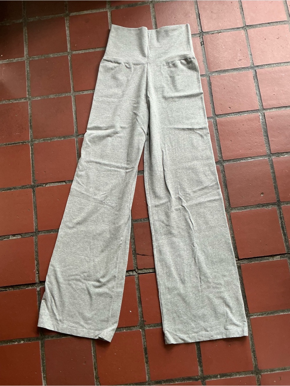 Brandy Melville Light Gray Wide-Leg Knit Pants
